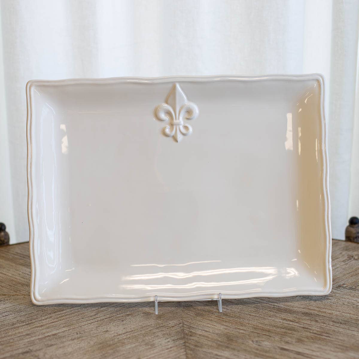Fleur de Lis Platter White 15.5x11.5