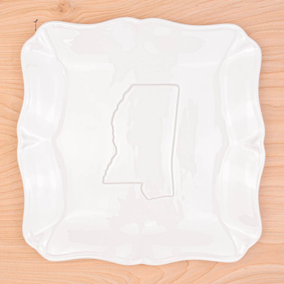 Mississippi Embossed Square Platter White 11.5x11.5