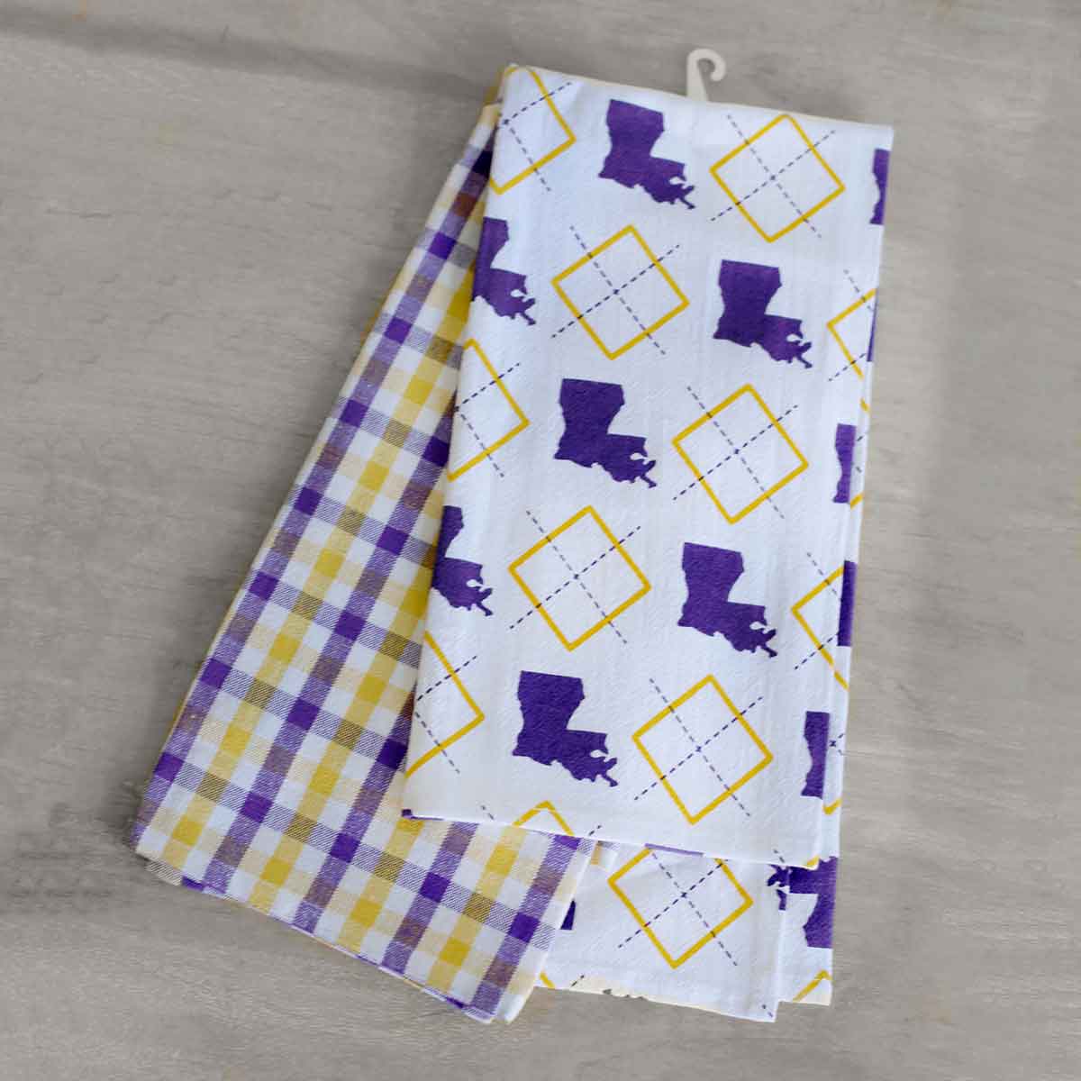 Louisiana Hand Towels White/Purple/Yellow 20x28 Set of 2