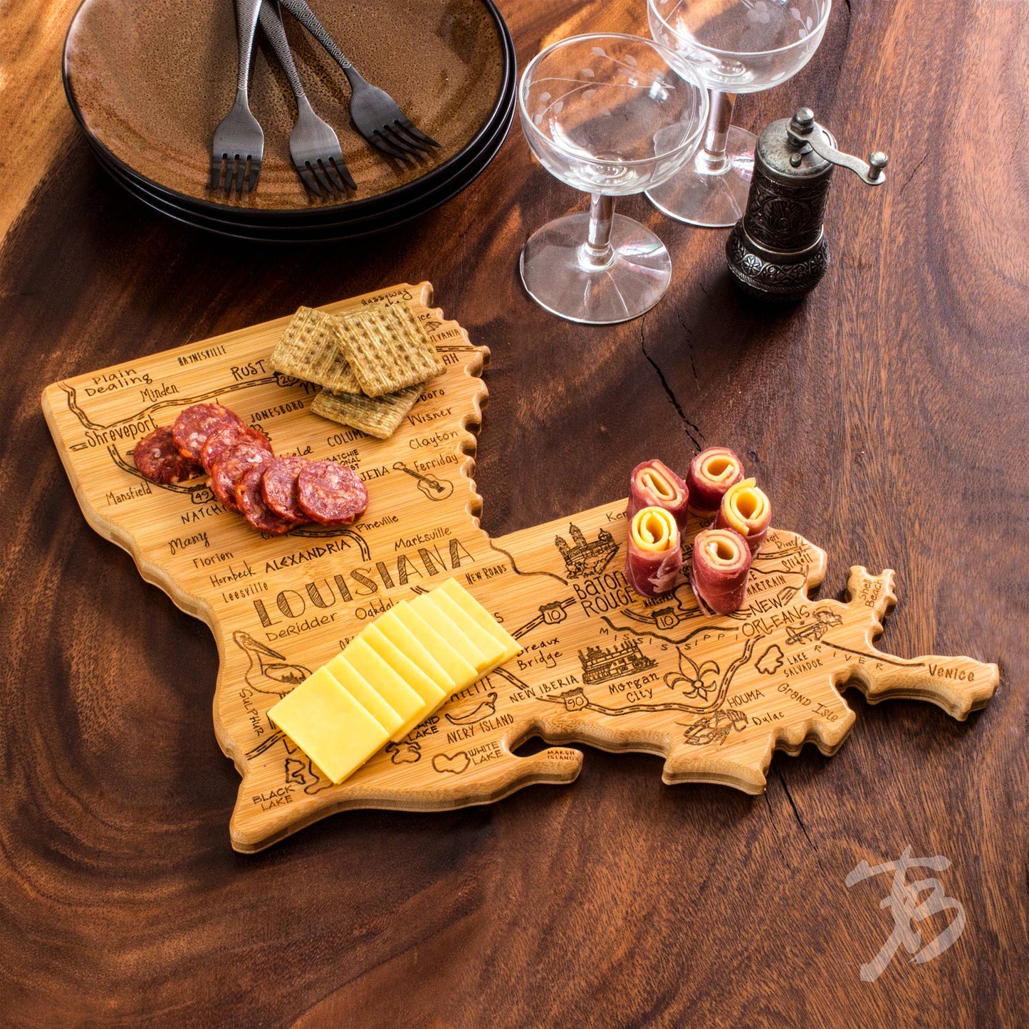 Destination Louisiana Cutting Board with Engraved Artwork