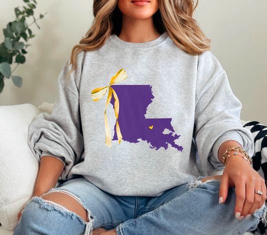 LSU Tigers Coquette Bow State Sweatshirt     