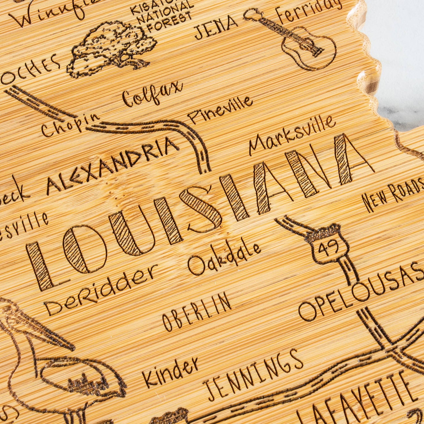 Destination Louisiana Cutting Board with Engraved Artwork