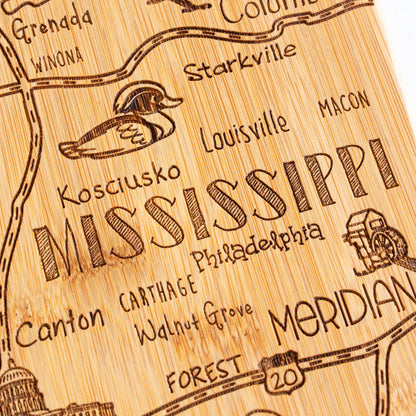 Destination Mississippi Cutting Board with Engraved Artwork