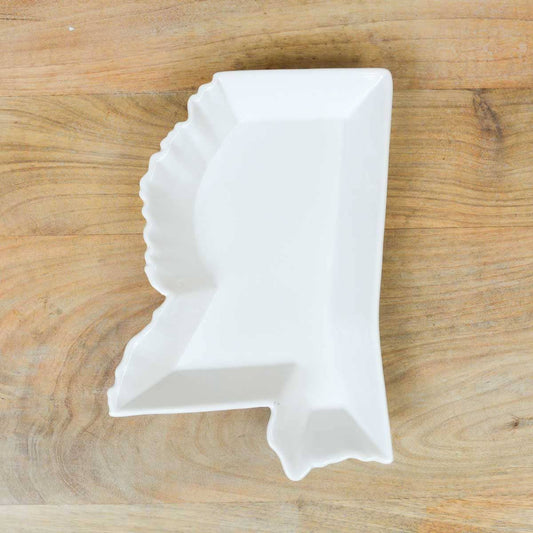 Mississippi Shaped Platter    White   10"