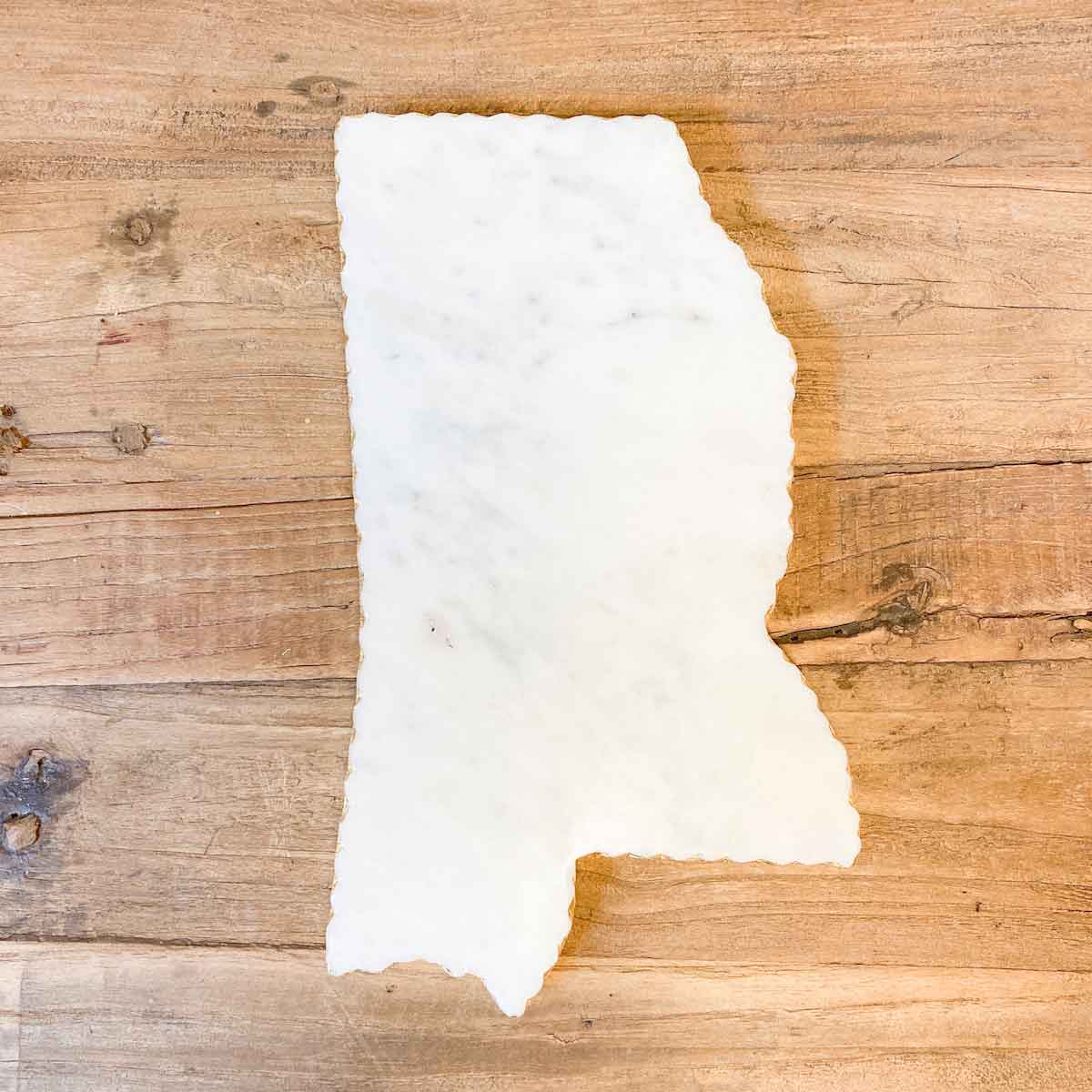 Mississippi Shaped Marble Serving Board   White/Gold   8x13x0.5