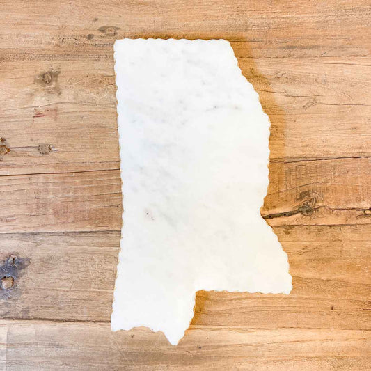 Mississippi Shaped Marble Serving Board   White/Gold   8x13x0.5