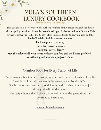Zula’s Luxury Southern Cookbook: Real Food. Real Life. Real Joy. (Digital eBook) Instant download — PDF version